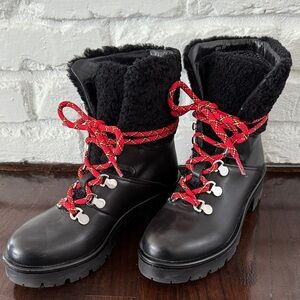 Aquatalia Black Leather & Sheap Fur Boots EUC 8.5